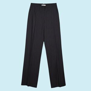 MaxMara Dress Pants Women's Size 10 Black Striped Wool High Rise Straight fit